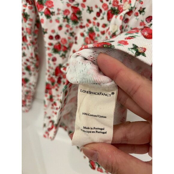 Love Shack Fancy Anaya Cloudy Pop Rocks Strawberry Henley Thermal Top SMALL - Picture 11 of 11
